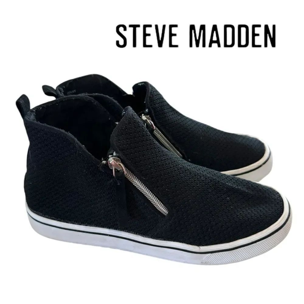 STEVE MADDEN Girls Kids JVicey Knit Black Sneakers 6